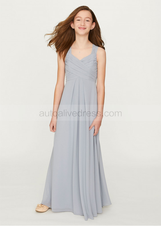 Gray Ruched Chiffon Fabulous Junior Bridesmaid Dress